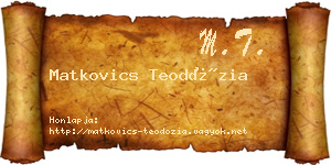 Matkovics Teodózia névjegykártya
